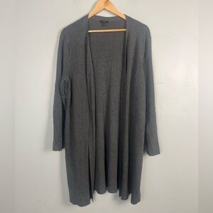 Talbots Woman Cardigan Sweater size XL Petite Gray Long Sleeve Cotton Blend